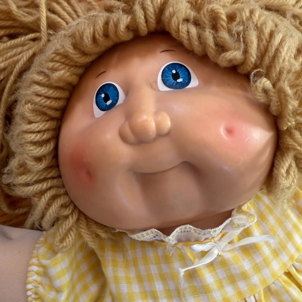Cabbage Patch Kids Gingham Dress Doll Yellow hair, blue eyes, tag 1978, 1982 - Picture 5 of 15